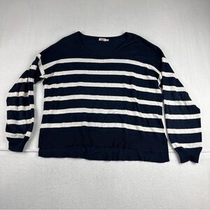 Faherty Womens Blue white Striped Soft Oversized Sweater Large Lightweight